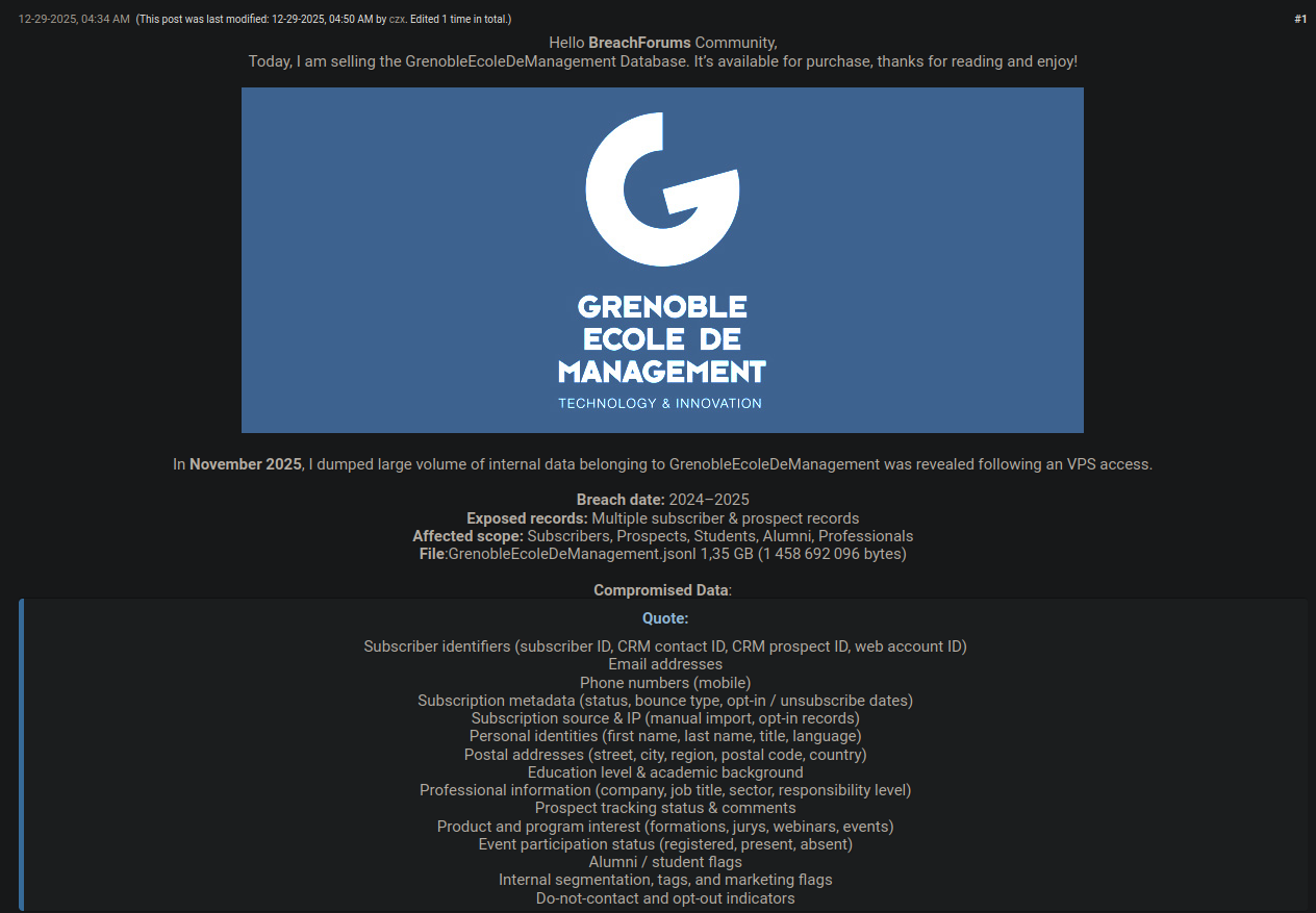 Cyberattaques : les universités françaises frappées par une vague de fuites de données fin 2025 3 gem